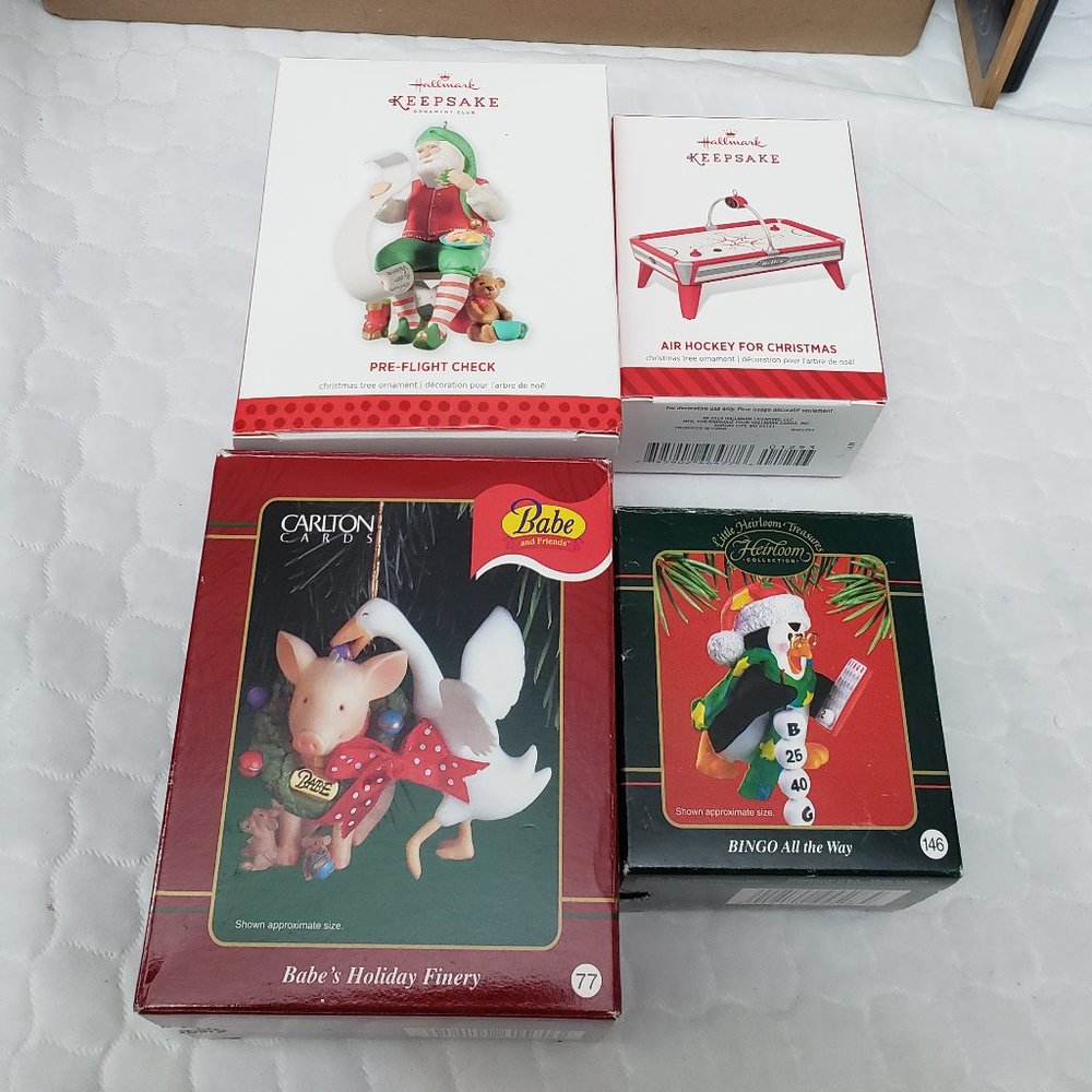 Christmas Ornaments-Santa, Penguin, Babe, Air Hockey